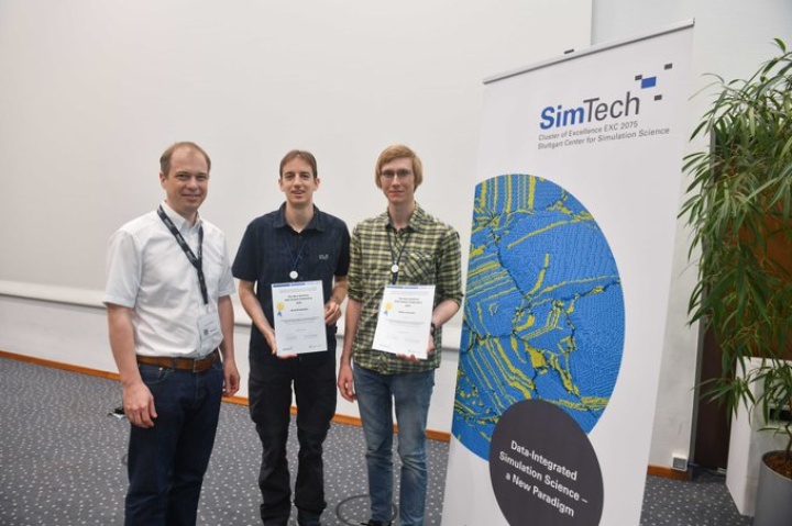 Johannes Kaestner (Head of GS Simtech), David Holzmueller, Viktor Zaverkin with the SimTech best paper award